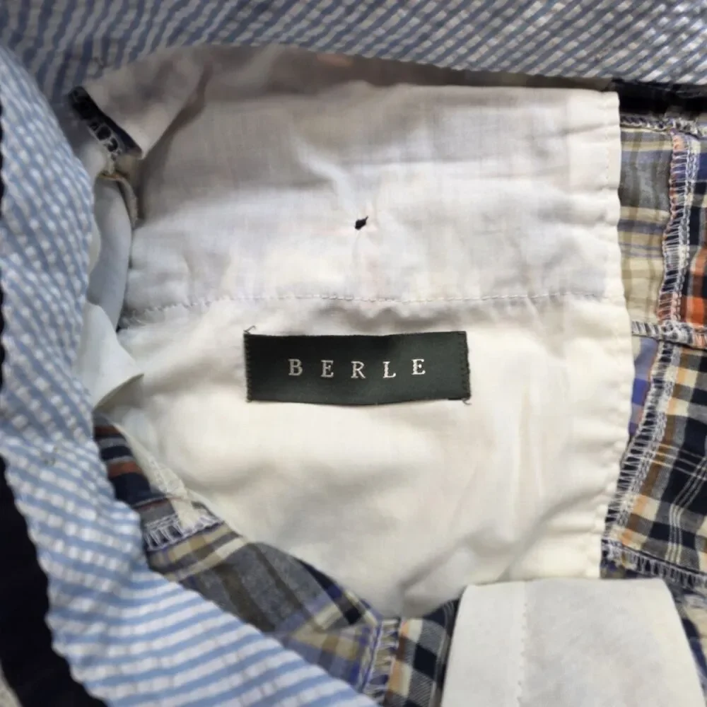 Berle Vintage Retro Mens Shorts Size 40R Madras Plaid Patchwork Cotton